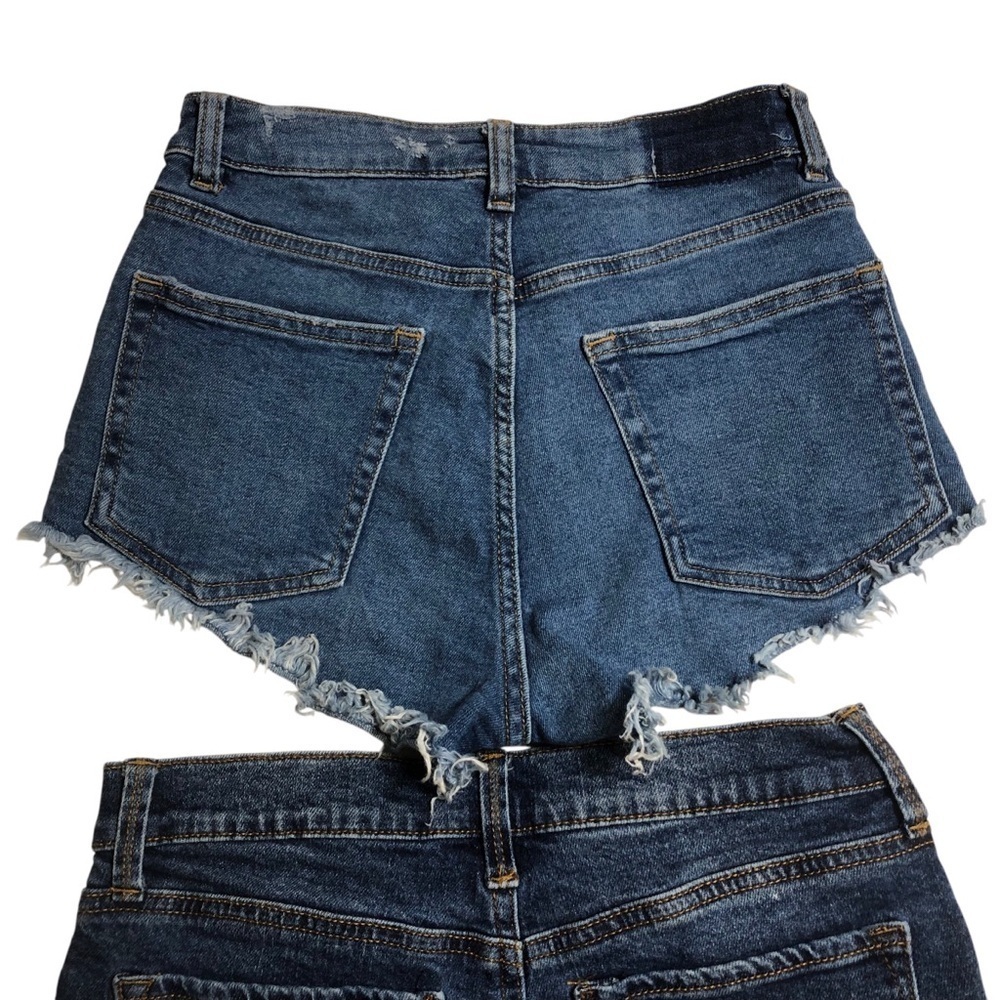 2 Pc Bundle Denim Jean Shorts Cut Off Sz 4 27 Mid-Rise Casual Festival Beach - Picture 3 of 10